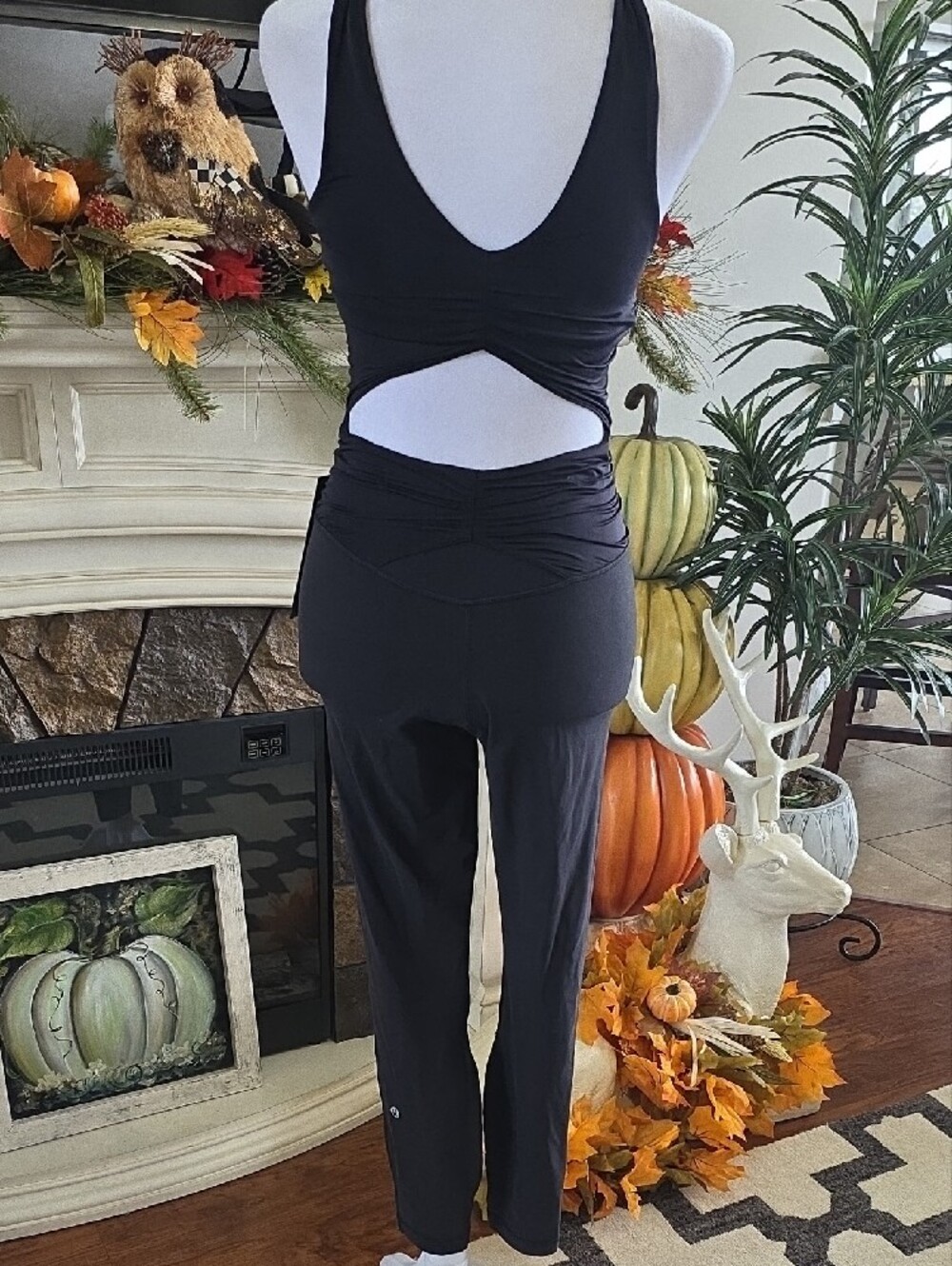 Black Women's Sleeveless Jumpsuit - Picture 2 of 6